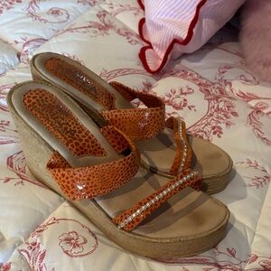 Stylish Orange Wedge Sandals